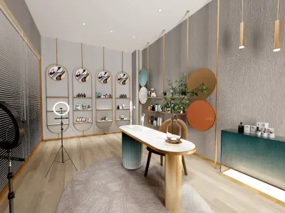 Light Luxury Live Broadcast Room - Modern Cosmetics Store Low-poly 3D model purchase