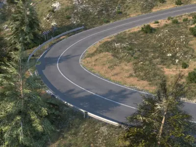 Field uphill highway 3D model