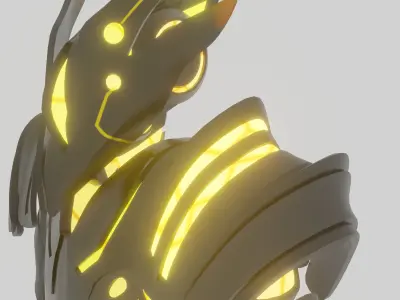 Villianmech 3d armor with lights Low-poly 3D model