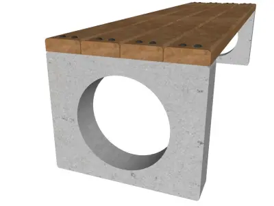 Concrete Bench for Square 01 3D model