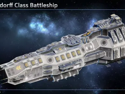 Spaceship Ludendorff Battleship Low-poly 3D model