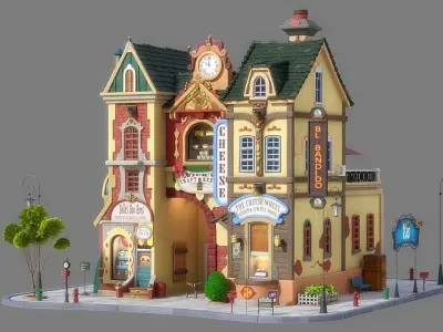 Cartoon House 07 3D model purchase