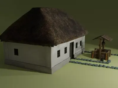 Ukrainian Hut 3D modular Low-Poly models Low-poly 3D model