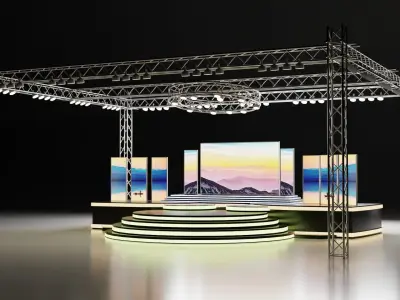 Corporate and Concert Event Stage 3D Model with Display 3D model