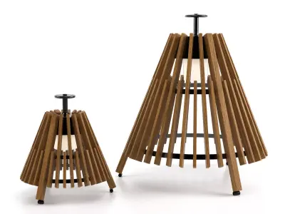 Tipi two wooden lamps with slats 3D model