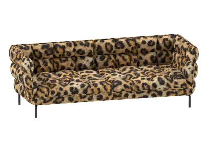 Leopard Print Modern Tufted Sofa  Low-poly 3D model