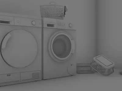 Laundry 3D room with two washing machines 3D model