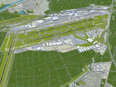 Frankfurt Airport 16km Low-poly 3D model
