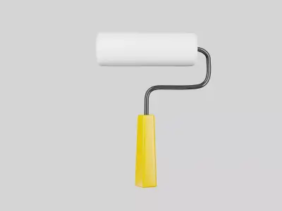 Paint roller  with plastic handle 3D model