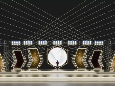 Entertainment Concert Event Stage 3D Model with Lights 3D model