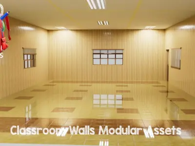 Classroom Walls Modular Assets -100 Assets-School Series Low-poly 3D model