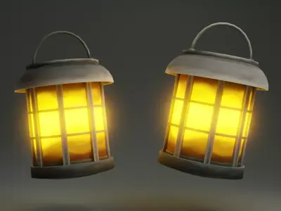 Hand-painted stylized Lantern Free low-poly 3D model