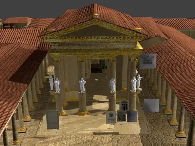 Ancient Temple area game ready tested on Unity 3D model