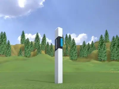 Delineator with wildlife warning reflector white L Low-poly 3D model