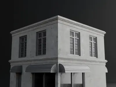 OLD RETRO CLASSICAL BUILDING 4 Low-poly 3D model