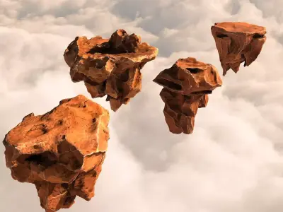 Flying rocks pack and Bonus HDRI map Low-poly 3D model