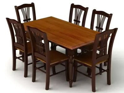 Chair and Table Set 3D model