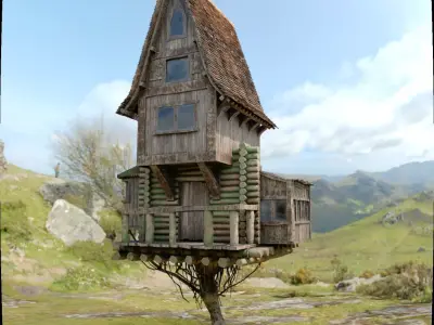 Medieval Fantasy house  Low-poly 3D model