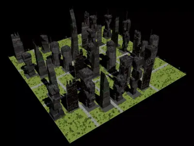 Alien Planet Sci-Fi City 14 Low-poly 3D model