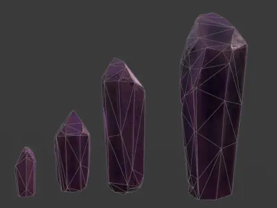 modular amethyst asset for lowpoly games Low-poly 3D model