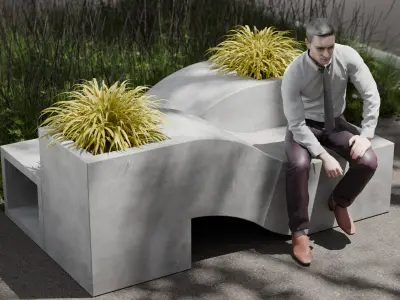 Concrete Bench 3D model get