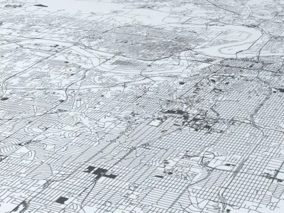 Kansas City Road Network and Streets 3D model