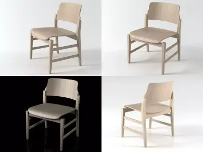 Malmo set of four wooden chairs 3D model