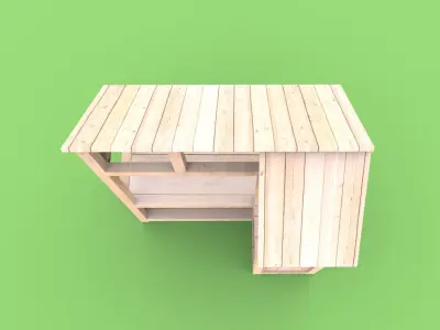 Wooden stand shed stall market version 3 3D model
