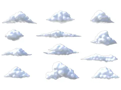 Clouds Pack - 12 in 1 Low-poly 3D model