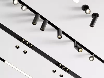 Light Set different lighting fixtures on wall 3D model