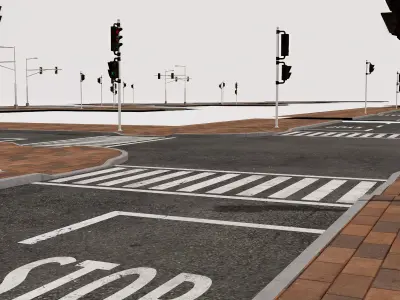 Crossroads Street Road Series 3D Model Low-poly 3D model
