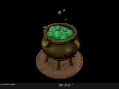 Low Poly Stylized Healty Potion Cauldron Low-poly 3D model