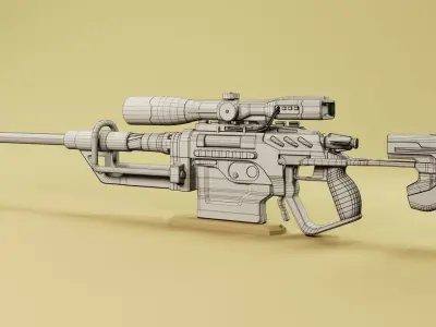 Sci-fi gun Low-poly 3D model