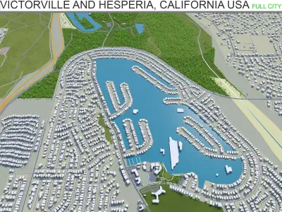 Victorville and Hesperia California USA 70km Low-poly 3D model