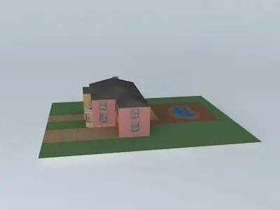 Stone and Light red Brick Mansion Free 3D model