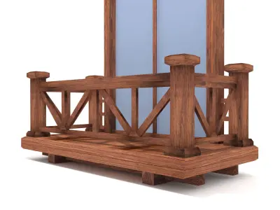 wooden window Low-poly 3D model shop