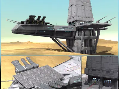 Planet Base Low-poly 3D model