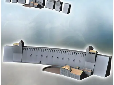 Edersee or Edertal Dam with buildings Waldeck Hesse Germany - Mo 3D print model
