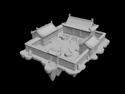 courtyard snow scenery 3D model