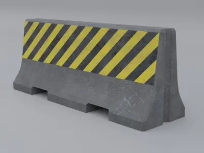 Brand New  Stripes Concrete Barrier Low-poly 3D model