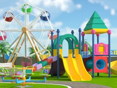 Park cartoon 3D model