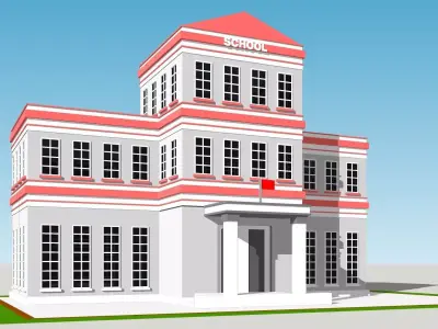 School building Low-poly 3D model