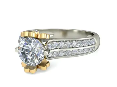 The Flower RING with yellow and white gold-VJR23 3D print model