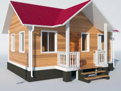 house wooden with roof 3D model