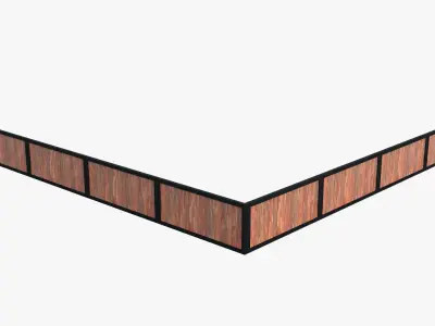 Modular Wooden Fence Low-poly 3D model