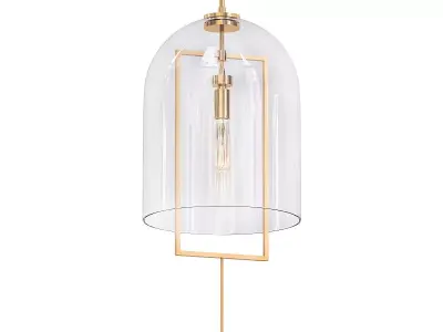 JOZEFINA gold and glass pendant light with clear dome 3D model