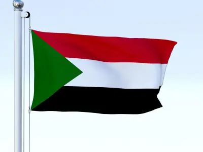 Animated Sudan Flag Low-poly 3D model