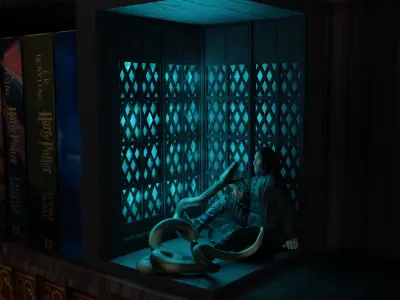 Book Nook Lamp Death of Severus Snape by Nagini Harry Potter 3D print model