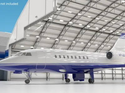  Dassault Falcon 2000 Blue Rigged 