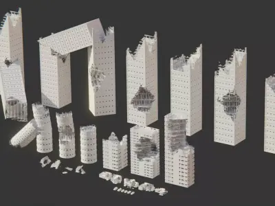 Post Apocalyptic City Asset Pack Low-poly 3D model